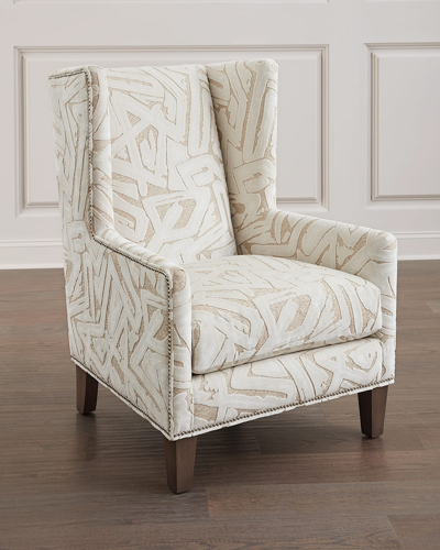Massoud Pilette Wing Chair In White/beige