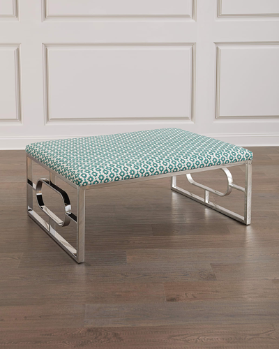 Massoud Metairie Metal Frame Ottoman In Green