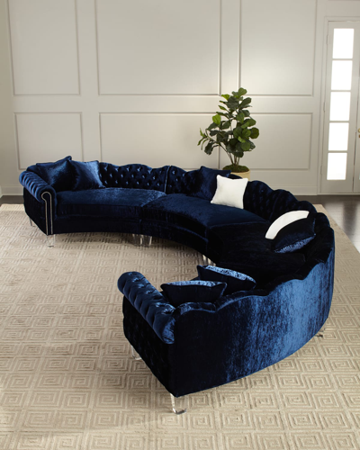 Haute House Aime 4-piece Crushed Velvet Sectional In Navy