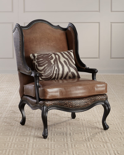 Massoud Lettsworth Leather Wing Chair In Brown