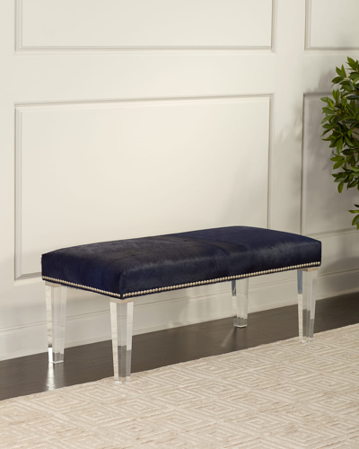 Massoud Calumet Hairhide Bench In Navy