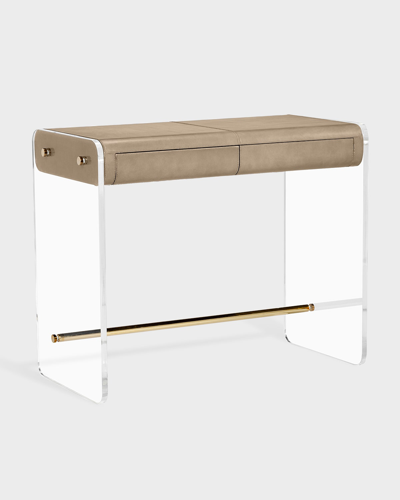 Interlude Home Cora Acrylic And Leather Desk In Taupe
