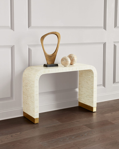 Interlude Home Beacon Console Table In Cream/brass