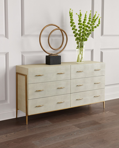 Interlude Home Morand Faux Shagreen 6-drawer Chest In Gray