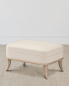 William D Scott Jackie Gray/milk Leather Ottoman In Neutral