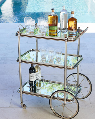 William D Scott Spoke Wheel Bar Cart In Metallic