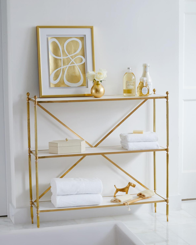William D Scott Acorn Brass Open Shelf Console