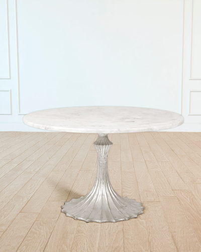 William D Scott 48" Marble Top Dining Table In Silver