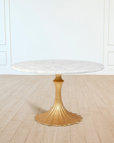William D Scott 48" Marble Top Dining Table In Gold