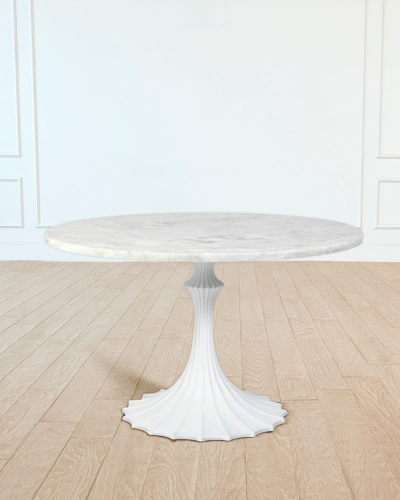 William D Scott 48" Marble Top Dining Table In White