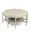 John-richard Collection Parkdale Leather Ottoman In Burnished Silver