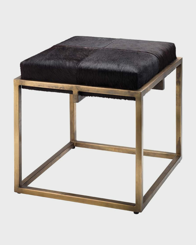 Jamie Young Shelby Small Hair Hide Stool In Black