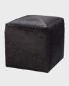 Jamie Young Small Espresso Hair Hide Ottoman In Brown