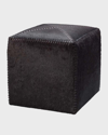 Jamie Young Hair On Hide Small Ottoman In Black