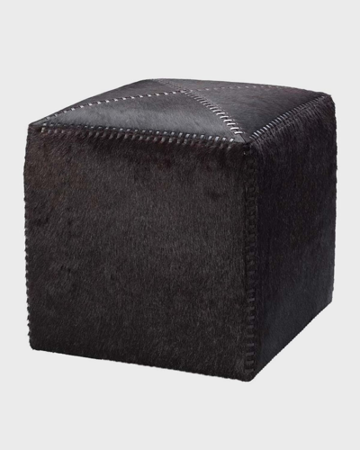 Jamie Young Small Espresso Hair Hide Ottoman In Brown