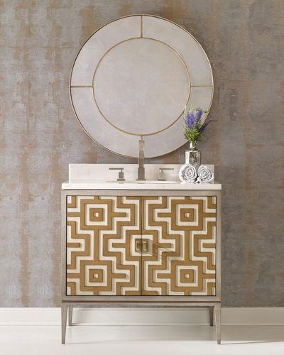 Ambella Labyrinth Vanity Chest In Gold / Gray