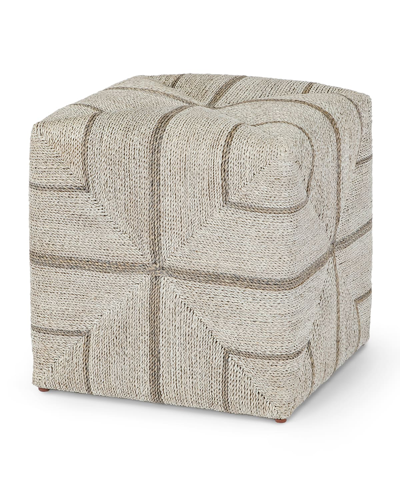 Palecek Fritz Rope Square Ottoman In Fog White