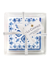 Le Cadeaux Patterned Cocktail Napkins With Acrylic Holder In Blue
