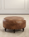 Old Hickory Tannery Carson Leather Ottoman In Brown
