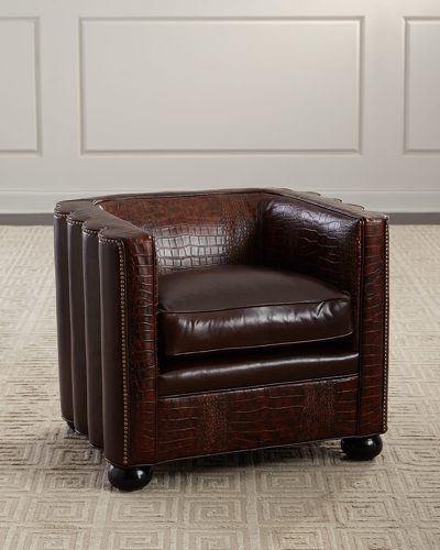 Old Hickory Tannery Boone Leather Barrel Chair In Brown