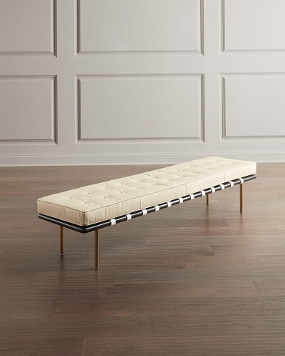 Regina Andrew Tufted Leather Gallery Bench In White