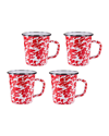 Golden Rabbit Red Swirl Latte Mugs, Set Of 4