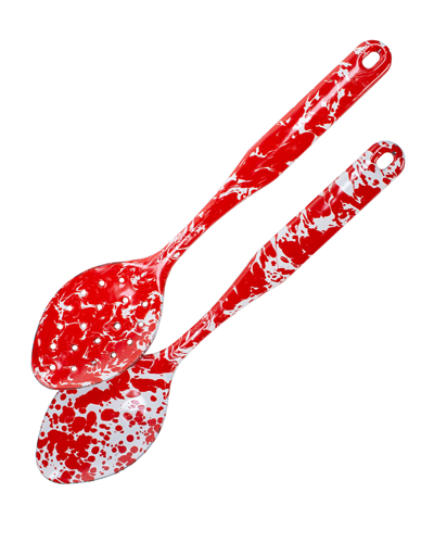 Golden Rabbit Red Swirl Spoon Set