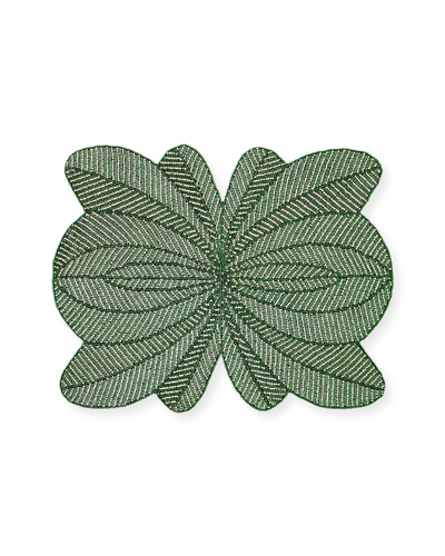 NOMI K GREEN PEACOCK HAND-BEADED PLACEMAT