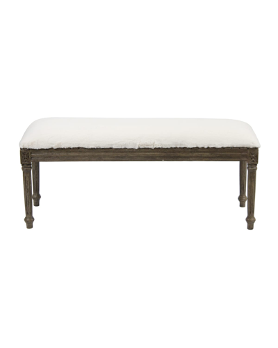 Peninsula Home Collection Short French Bench With Faux Fur Cushion In White
