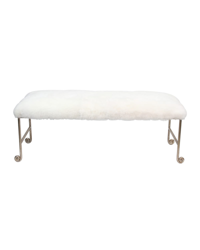 Peninsula Home Collection Justin Bench With Alpaca Fur In White