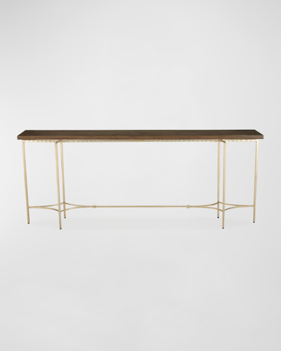 Ambella Double Diamond Console Table In Oak/silver