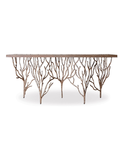 Ambella Forest Console Table In Silver Leaf/oak