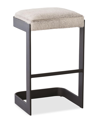 Global Views Regan Hair Hide Bar Stool In Gray/black