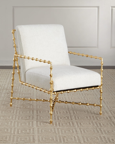 Ashley Childers For Global Views Elder Gold Leaf Lounge Chair In White/gold