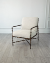 Ashley Childers For Global Views Elder Bronze Lounge Chair In Stone