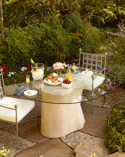 The Phillips Collection Log Glass-top Outdoor Dining Table In Stone