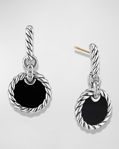 David Yurman Dy Elements Drop Earrings With Pave Diamonds In Black Onyx