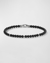 David Yurman 4mm Bijoux Spiritual Beads Bracelet With Silver In Black Onyx