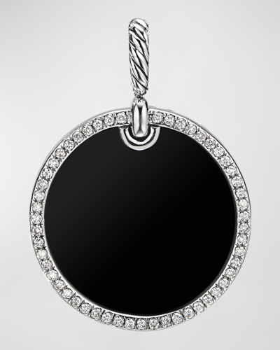 David Yurman 24mm Dy Elements Pendant With Diamonds In Silver In Black Onyx