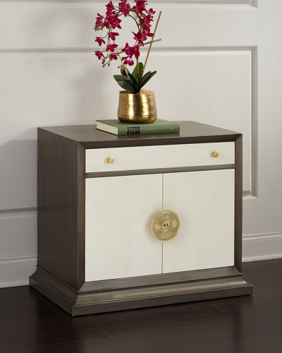 Ambella Soleil Night Stand In Gray Linen