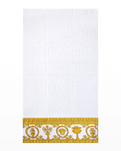 Versace Barocco & Robe Hand Towel In White/gold