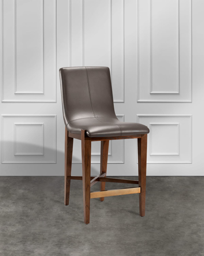 Interlude Home Ivy Faux Leather Counter Stool In Brown