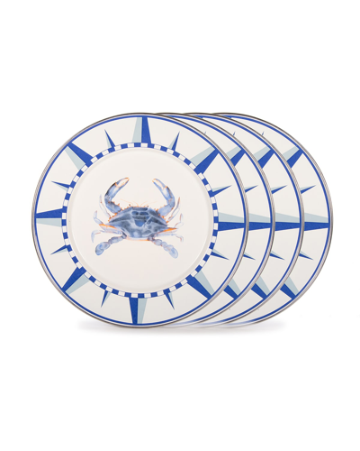 Golden Rabbit Crab House Dinner Plates, Set Of 4 In Blue