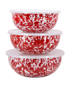 Golden Rabbit Swirl Mixing Bowls, Set Of 3 In Red Swirl