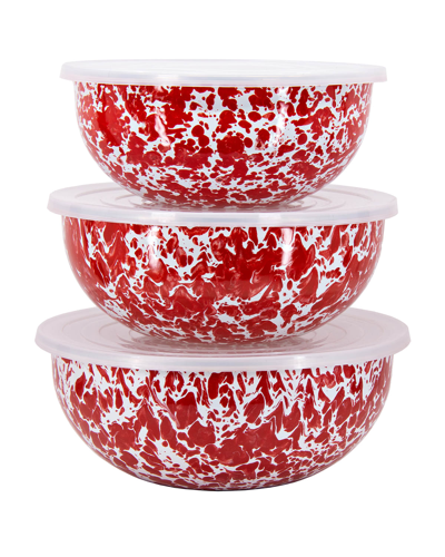 Golden Rabbit Swirl Mixing Bowls, Set Of 3 In Red