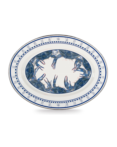 Golden Rabbit Crab House Oval Platter In Blue