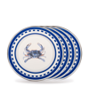 Golden Rabbit Crab House Sandwich Plates, Set Of 4 In Blue Crab