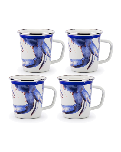 Golden Rabbit Crab House Latte Mugs, Set Of 4 In Blue