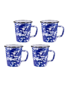 Golden Rabbit Red Swirl Latte Mugs, Set Of 4 In Blue