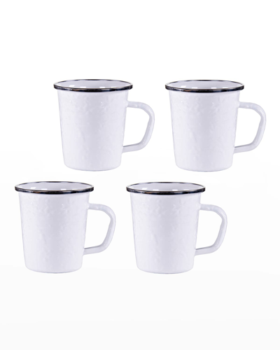 Golden Rabbit Solid White Latte Mugs, Set Of 4